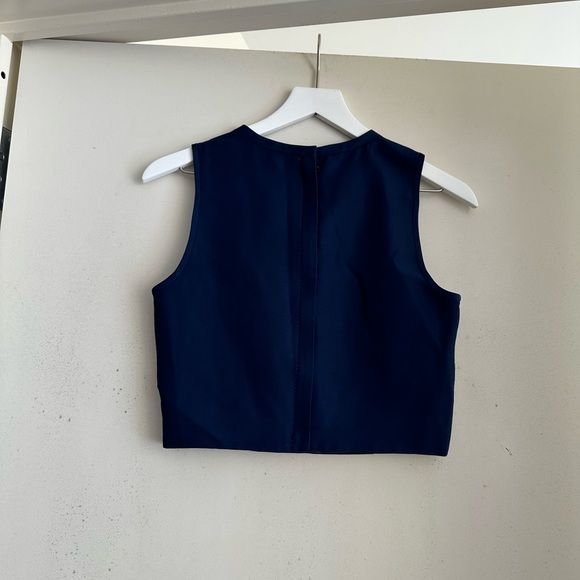 J. Crew Navy Fitted Crop Top NWT - Picture 2 of 3